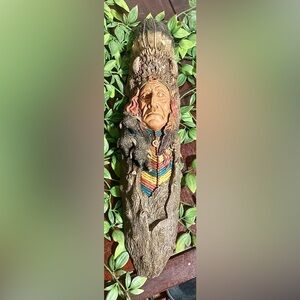 VTG Native American Heavy Resin Wall Hanging 15 1/2” Long